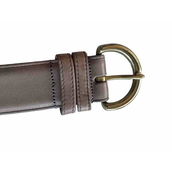COACH LEATHER BELT D Ring BRASS BUCKLE # 8500 TAUPE COLOR SIZE M Made In USA - Picture 6 of 13